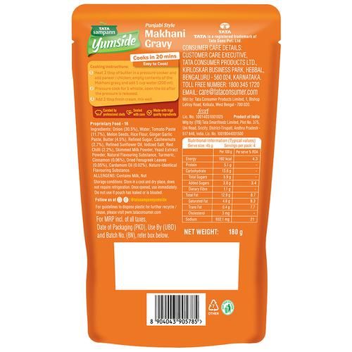 Tata Sampann Yumside Punjabi Style Makhani Gravy - Ready To Cook, 180 g-2.webp